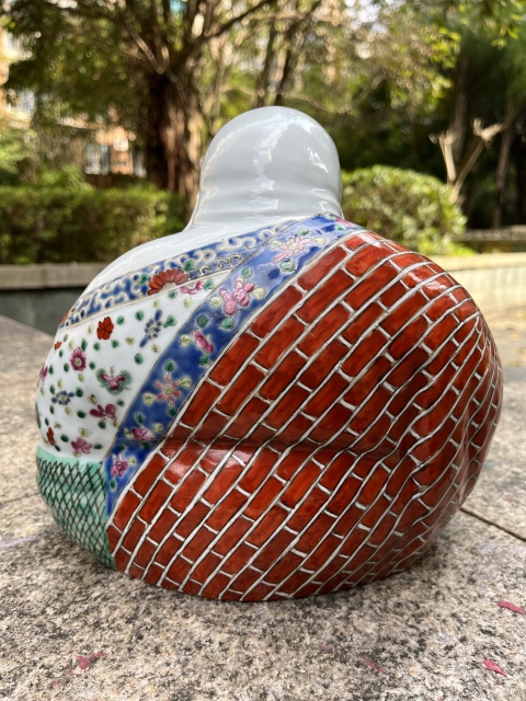 古玩陶瓷民國(guó)粉彩彌勒佛塑像拍賣(mài)，當(dāng)前價(jià)格4500元