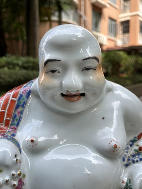 古玩陶瓷民國(guó)粉彩彌勒佛塑像拍賣(mài)，當(dāng)前價(jià)格4500元