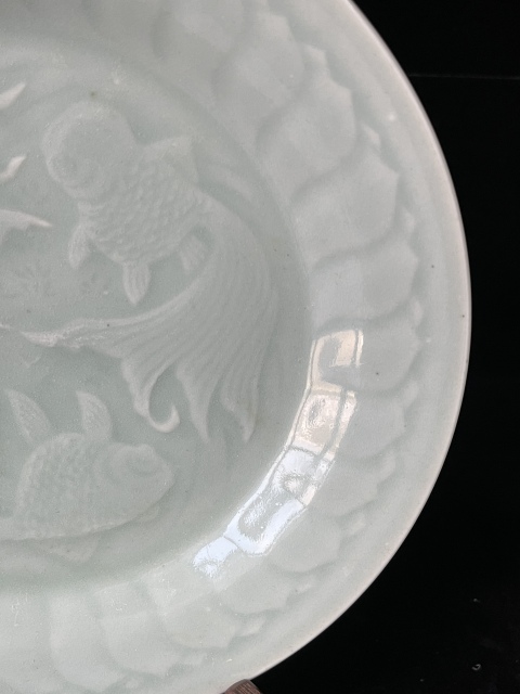 古玩陶瓷龍泉青瓷金玉滿堂盤拍賣，當前價格180元