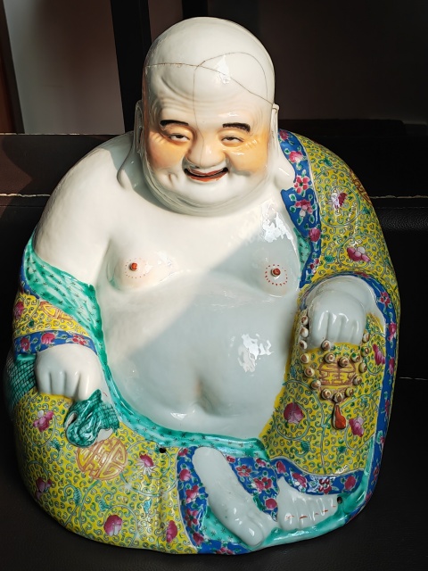 置物　弥勒佛 粉彩人物 域鉴古玩】粉彩五子登科弥勒佛造像拍卖价格/图片/值多少钱