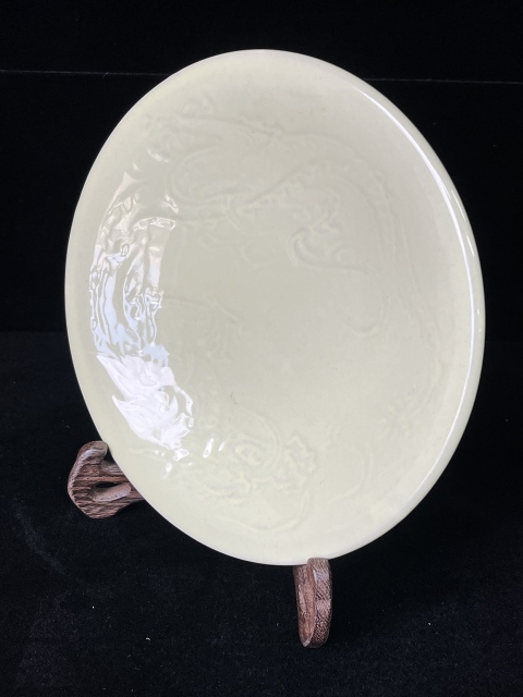 古玩陶瓷黃釉刻龍紋盤拍賣，當前價格180元