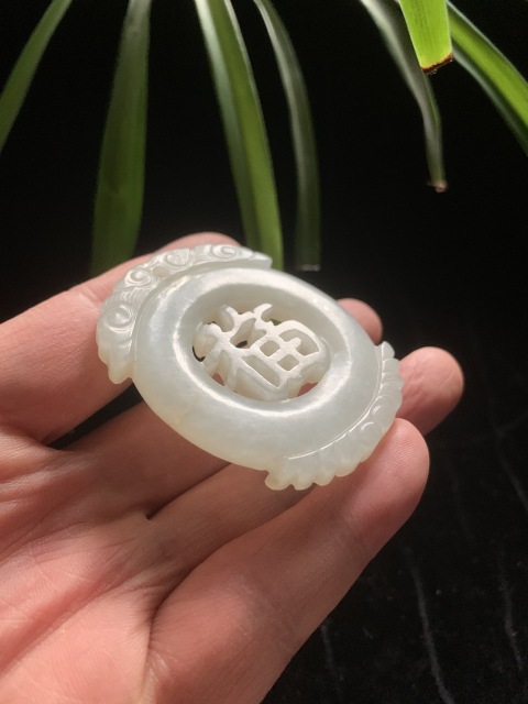 古玩玉器清中期和田玉雕“福字佩”拍賣，當(dāng)前價(jià)格19000元