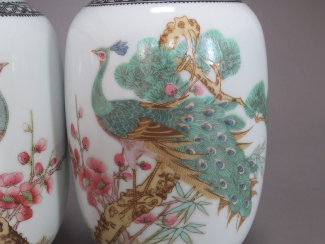 古玩陶瓷粉彩孔雀花卉紋瓶拍賣，當前價格788元