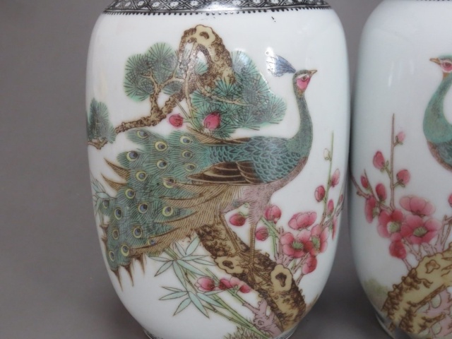 古玩陶瓷粉彩孔雀花卉紋瓶拍賣，當前價格788元