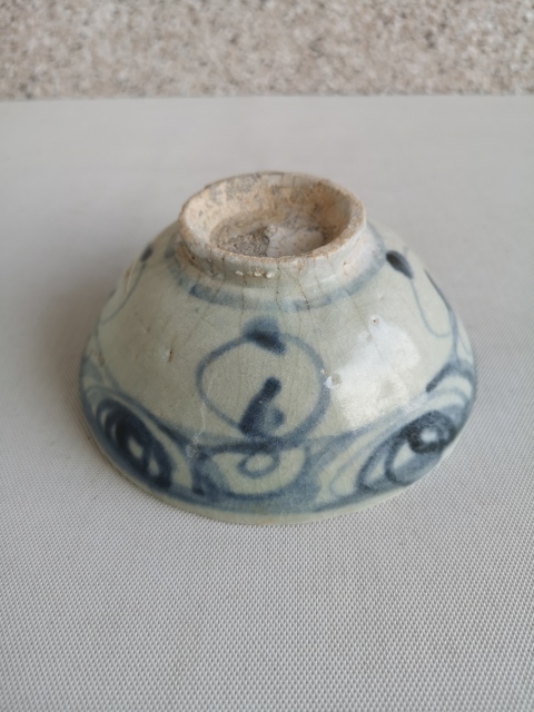 古玩陶瓷青花螺旋紋茶碗拍賣，當前價格680元