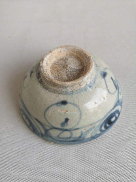 古玩陶瓷青花螺旋紋茶碗拍賣，當前價格680元