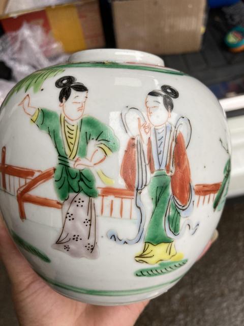 古玩陶瓷五彩西廂記人物罐拍賣,當前價格3888元