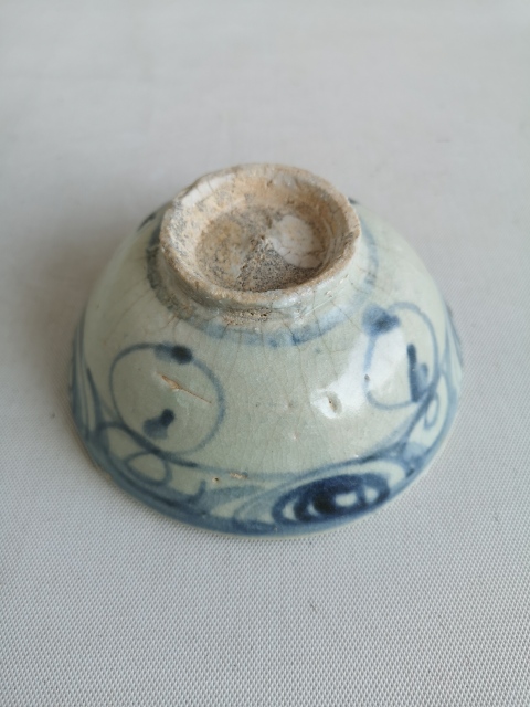 古玩陶瓷青花螺旋紋茶碗拍賣，當前價格680元