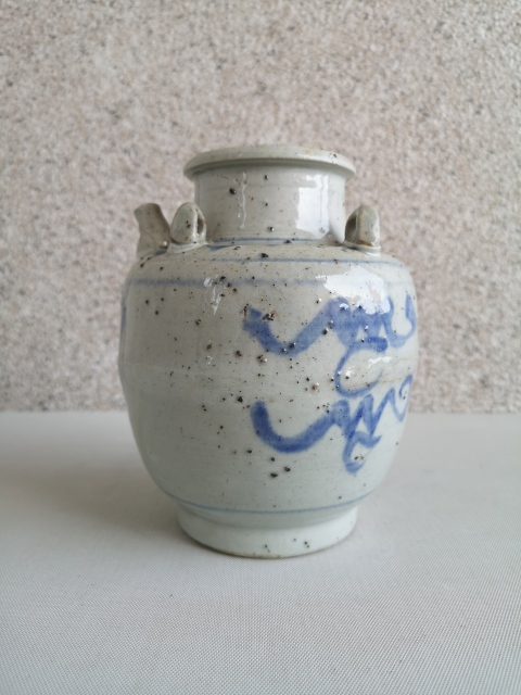 古玩陶瓷青花福壽紋四系執壺拍賣，當前價格398元