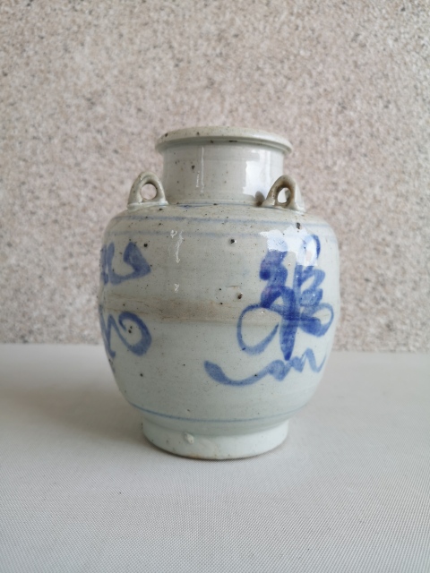 古玩陶瓷青花福壽紋四系執壺拍賣，當前價格398元