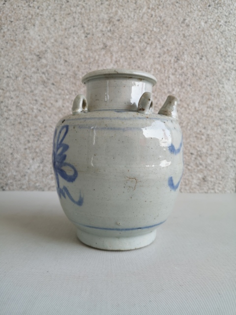 古玩陶瓷青花福壽紋四系執壺拍賣，當前價格398元