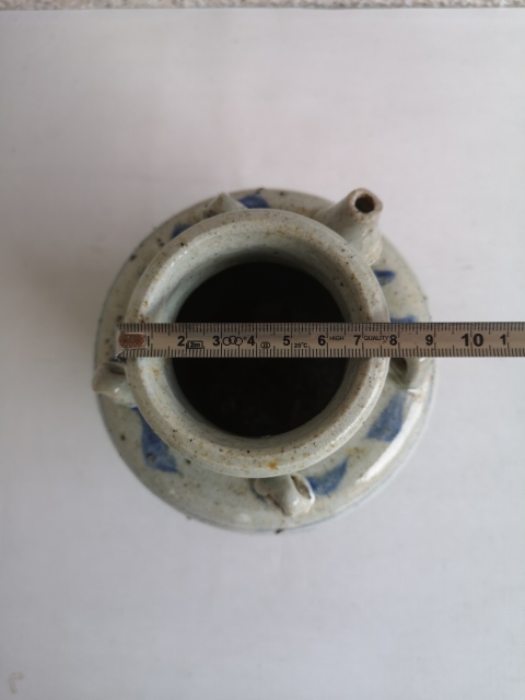 古玩陶瓷青花福壽紋四系執壺拍賣，當前價格398元