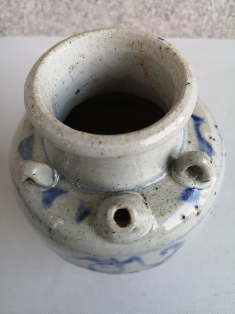 古玩陶瓷青花福壽紋四系執壺拍賣，當前價格398元