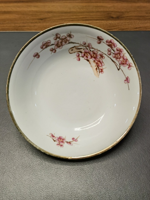 古玩陶瓷胭脂紅彩梅花紋撇口大碗拍賣，當前價格650元