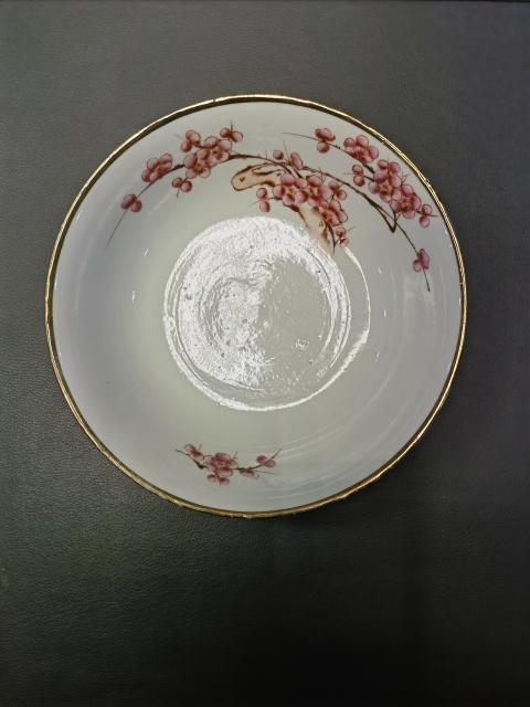 古玩陶瓷胭脂紅彩梅花紋撇口大碗拍賣，當前價格650元