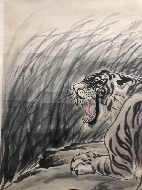 古玩字畫北京畫虎名家 胡爽庵入室弟子 國家一級美術師 姚少華 虎視圖 手工原裱立軸拍賣，當前價格6888元