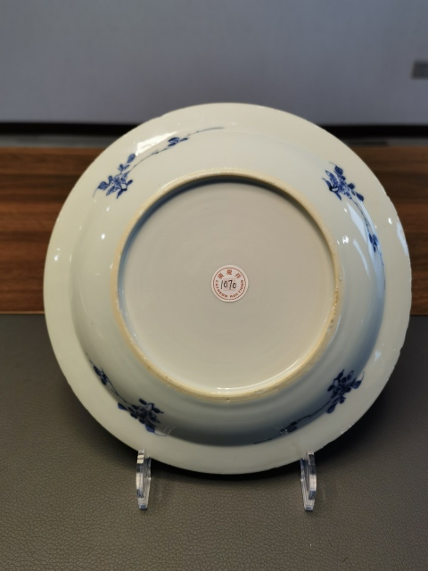 古玩陶瓷康熙頂級翠毛藍青花花卉紋折沿盤拍賣,當前價格1150元
