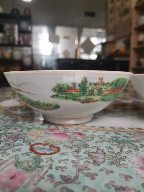古玩陶瓷文革粉彩碗一對拍賣,當前價格299元