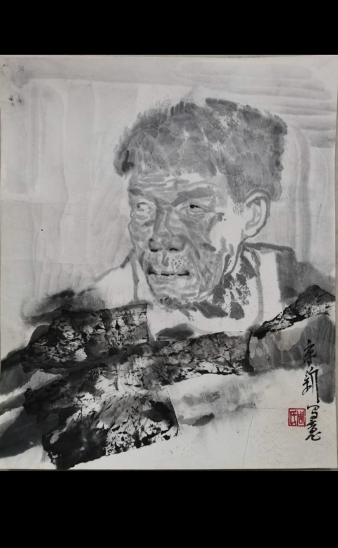 古玩字畫現任中美協副主席江蘇美協主席周京新水墨寫意人物拍賣，當前價格20000元