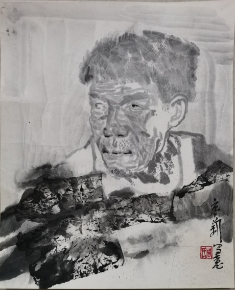 古玩字畫現任中美協副主席江蘇美協主席周京新水墨寫意人物拍賣，當前價格20000元