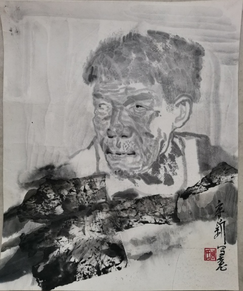 古玩字畫現任中美協副主席江蘇美協主席周京新水墨寫意人物拍賣，當前價格20000元