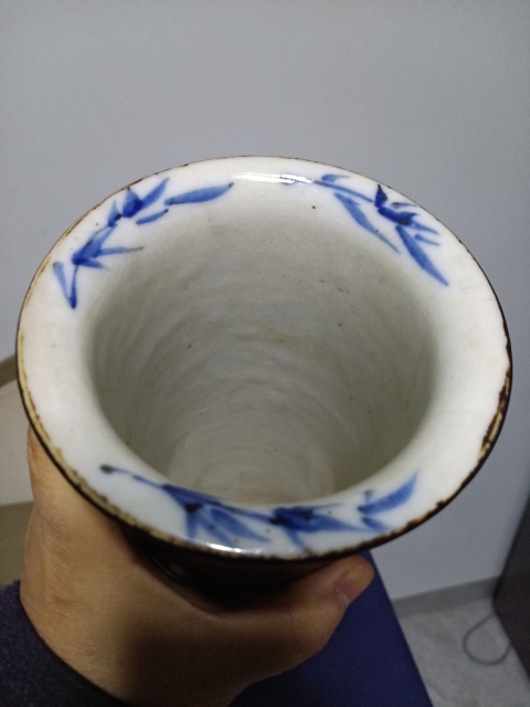 古玩陶瓷精品紫金釉開窗青花松鶴紋花觚拍賣，當(dāng)前價格5555元