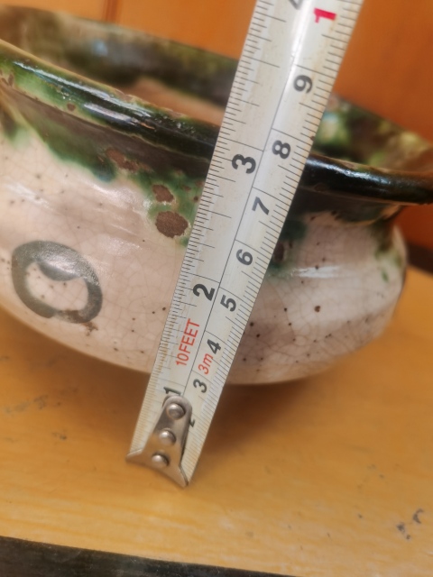 古玩陶瓷石灣白釉綠彩香爐拍賣,當前價格400元