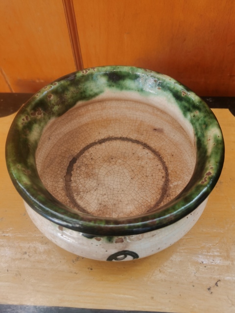 古玩陶瓷石灣白釉綠彩香爐拍賣,當前價格400元