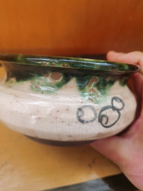 古玩陶瓷石灣白釉綠彩香爐拍賣,當前價格400元