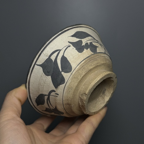 古玩陶瓷元 磁州窯白地黑花茶碗 標準器拍賣,當前價格1280元