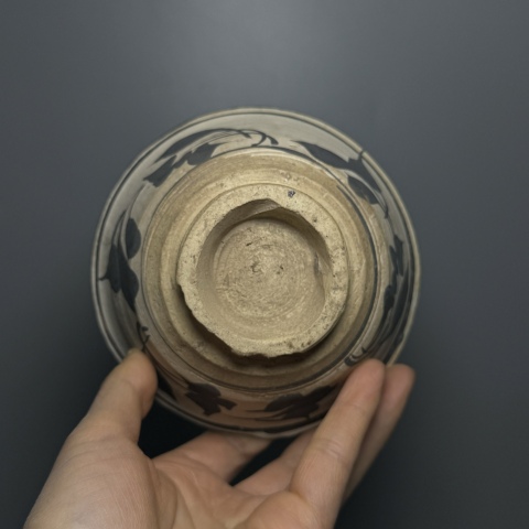 古玩陶瓷元 磁州窯白地黑花茶碗 標準器拍賣,當前價格1280元