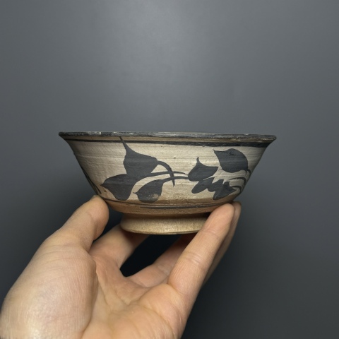 古玩陶瓷元 磁州窯白地黑花茶碗 標準器拍賣,當前價格1280元