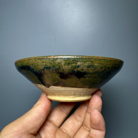 古玩陶瓷山西窯口黑釉鐵銹斑紋茶碗拍賣，當前價格3800元