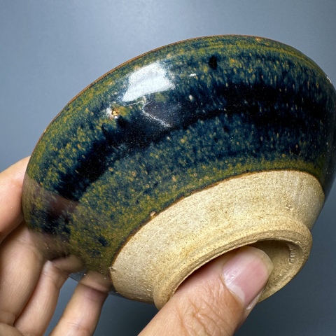 古玩陶瓷山西窯口黑釉鐵銹斑紋茶碗拍賣，當前價格3800元