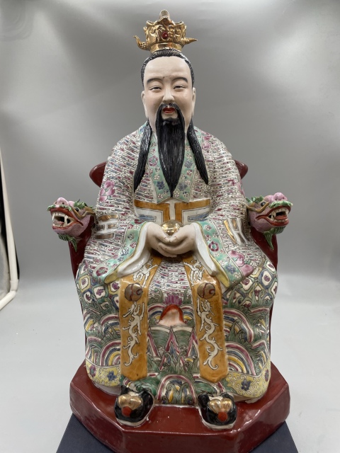 古玩陶瓷粉彩鎏金瓷塑像拍賣(mài)，當(dāng)前價(jià)格13000元