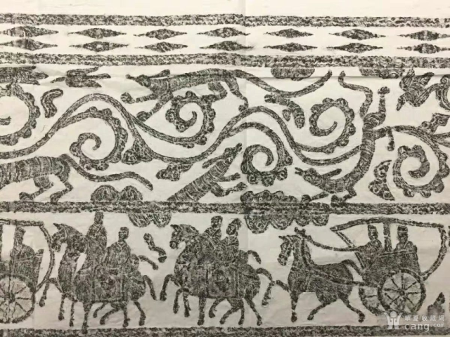 古玩雜項漢代畫像石車馬出行圖全貌巨幅拓片(孤品，無拼接)拍賣，當前價格6300元