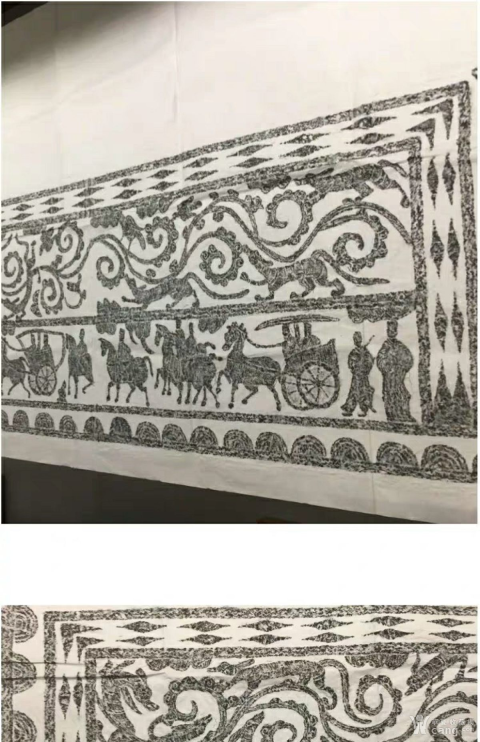 古玩雜項漢代畫像石車馬出行圖全貌巨幅拓片(孤品，無拼接)拍賣，當前價格6300元