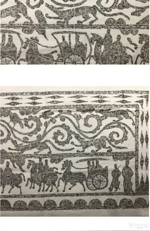 古玩雜項漢代畫像石車馬出行圖全貌巨幅拓片(孤品，無拼接)拍賣，當前價格6300元