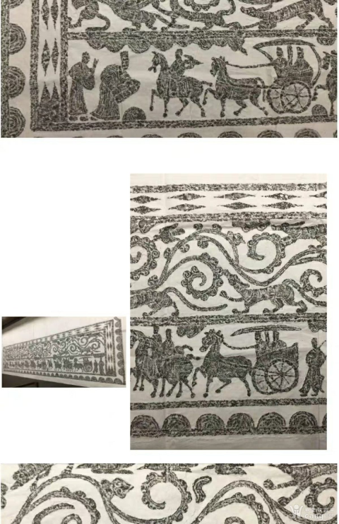 古玩雜項漢代畫像石車馬出行圖全貌巨幅拓片(孤品，無拼接)拍賣，當前價格6300元