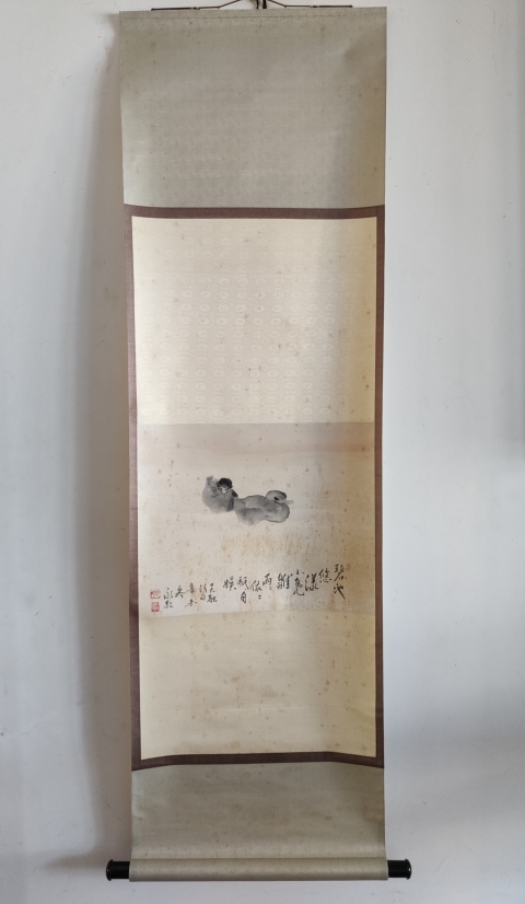 古玩字畫天津名家 中美協會員 天津美協理事 南開大學教授 張永敬 水墨雙鴨圖 手工原裱立軸拍賣，當前價格2988元
