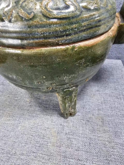 古玩陶瓷漢代綠釉模印鼎拍賣，當前價格12000元