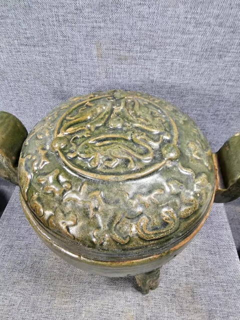 古玩陶瓷漢代綠釉模印鼎拍賣，當前價格12000元