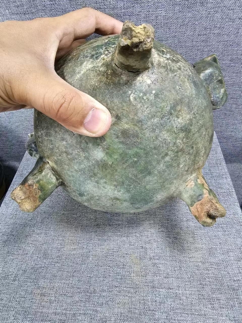 古玩陶瓷漢代綠釉模印鼎拍賣，當前價格12000元