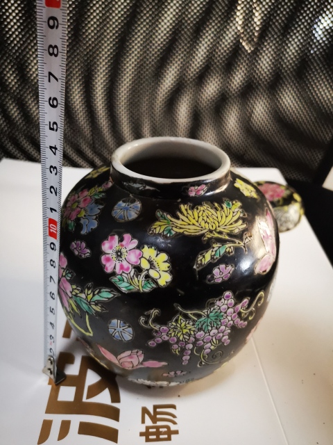 古玩陶瓷墨地粉彩百花不落地紋蓋罐拍賣，當(dāng)前價格298元