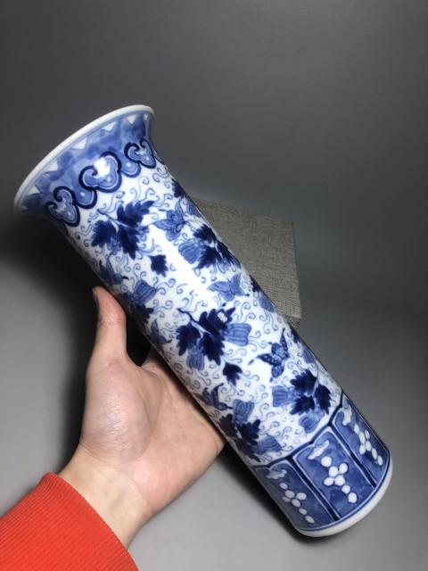古玩陶瓷晚清,青花瓜瓞綿綿紋箭筒拍賣,當前價格6800元