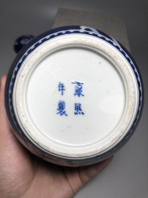 古玩陶瓷晚清，青花留白冰梅紋罐拍賣，當(dāng)前價(jià)格3200元