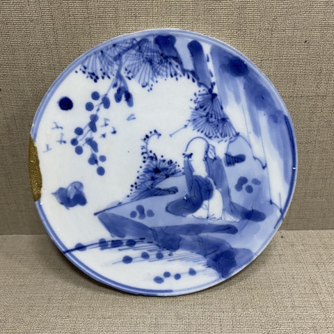 古玩陶瓷青花瓷片底座改裝茶托拍賣,當前價格900元