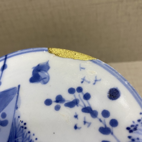 古玩陶瓷青花瓷片底座改裝茶托拍賣,當前價格900元