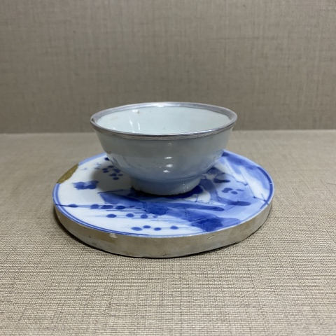 古玩陶瓷青花瓷片底座改裝茶托拍賣,當前價格900元