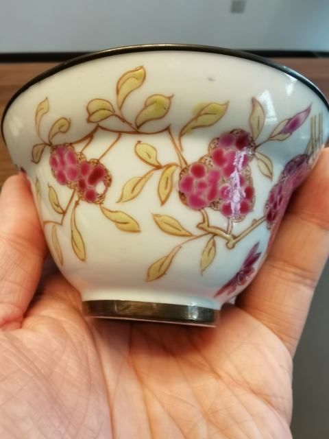 古玩陶瓷錦堂福記粉彩折枝花卉紋折腰杯拍賣,當(dāng)前價格1200元